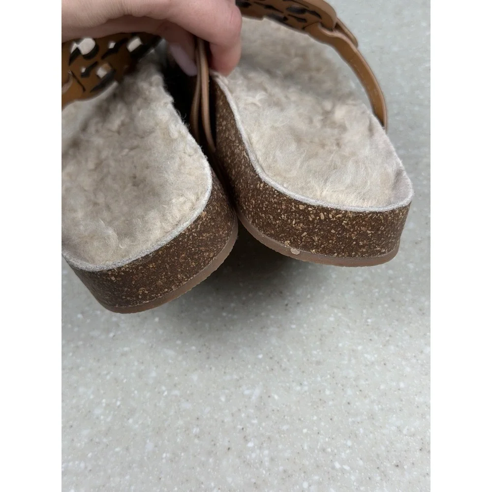 Tory Burch MILLER CLOUD Shearling Sandal Caramel Size 8M